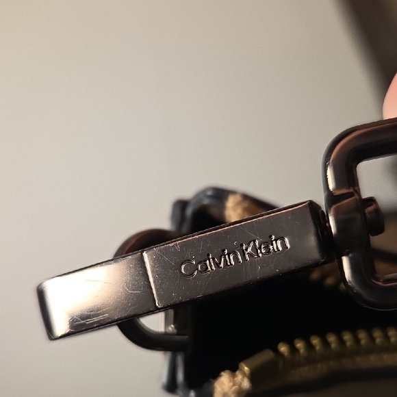 Calvin Klein CK Monogram Mini Shoulder Bag Brown Logo Zip Pouch Purse - Picture 8 of 8